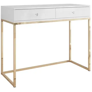 lookway BLANCO Konsolentisch 100x81x42 cm Gold/Weiß