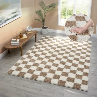 OTTO home Kiiki Hochflorteppich 60 x 90 cm Beige/Grau