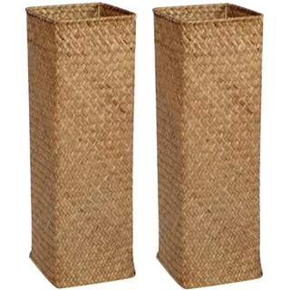 HOLIDYOYO Blumenvase 2er-Set Hohe Korbvase Flacher Boden Rustikaler Stil Für Die Inneneinrichtung