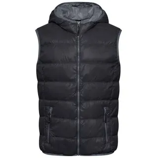 Men's Down Vest Ultraleichte sportliche Daunenweste mit Kapuze schwarz/grau, Gr. XL