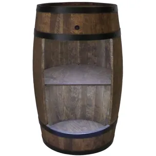CREATIVE COOPER Holzfass Hausbar mit LED-Leuchten - Weinschrank im Retro Stil - Weinfass Bar - Weinregal - Holzbar 80cm - Elegante Möbel Wohnzimmer Deko - Fassbar Stehtisch und Flaschenständer (Wenge)