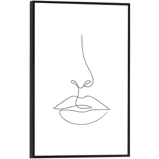 Reinders! Gerahmtes Bild SIMPLONA, Schwarz - Weiß - 20 x 30 cm - Lips in Lines