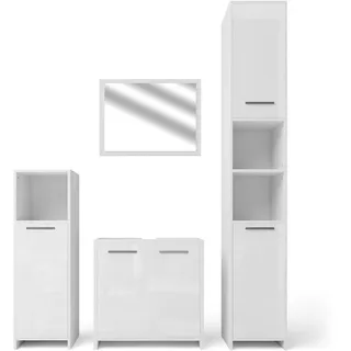 Vicco Badmöbel-Set Kiko Weiß Hochglanz 4 Teile