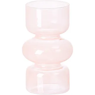 Dekorative Vintage-vase ‚Äì Kleine, Elegante, Dreifach Gewellte Rosa Glasvase Für Die Heimdekoration ‚Äì Handgefertigtes Schmuckstück