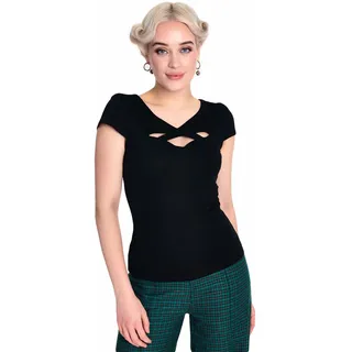 Voodoo Vixen Top Criss Cross Vintage Classic Retro Cut-Out Ausschnitt Oberteil - XL