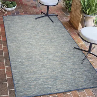 Teppich-Traum Indoor und Outdoorteppich Balkon Terrasse Veranda Läufer beidseitig nutzbar wetterbeständig Sisaloptik einfarbig blau, 60 x 100 cm