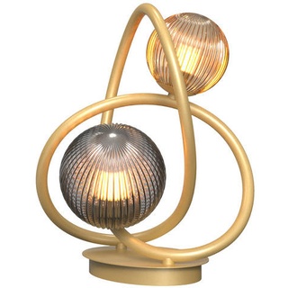 Wofi Led-Tischleuchte Metz, Gold, Metall, Glas, 22x32x26 cm, RoHS, CE, Lampen & Leuchten, Innenbeleuchtung, Tischlampen