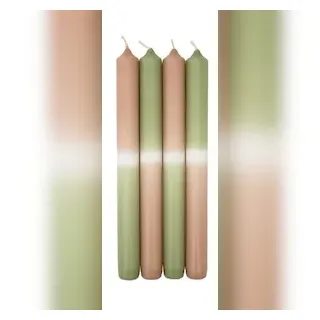 Wiedemann Kerzen Leuchterkerzen Dip Dye Kerzen Lachs/Pastelgrün, 250 x Ø 23mm, 4 Stück