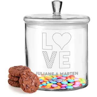 Leonardo Keksglas mit individueller Wunschgravur zur goldenen Hochzeit - Glas mit Namen personalisiert - die Geschenkidee für Paare - Vorratsglas für Gebäck und Kekse - das Geschenk zur Verlobung