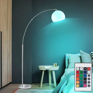 Bogenleuchte FERNBEDIENUNG  Stehlampe Decken-Fluter RGB LED Wohnzimmer silber