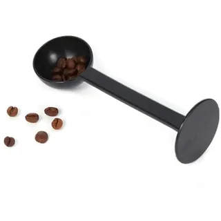Lankater Kaffeelöffel, 2 in 1 Multifunktions Kaffee Tamper & 10 g Messlöffel, Kaffee Stopfexpress Werkzeug für Barista, Coffee Bean Press, Schwarz, 1 Stück