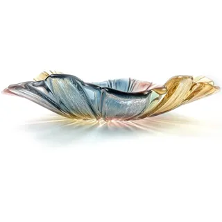 Amslan Large Glass Fruit Plate Dinner Bowl Salad Plate Colourful Snack Dessert Plate Wedding Candy Plate Serving Decorative Bowl Multipurpose Tray Decorative Plate Glass Crystal bowl 29CM