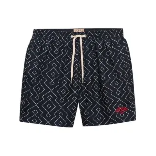 Superdry für Herren. M3010262A Premium Printed 15 navy Badeanzug (M), Strandbekleidung, Recyceltes Polyester, Marine