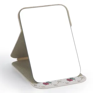 WISYOK Reisespiegel Klappbar, Tischspiegel mit Mehrfach-Standwinkel, Klappspiegel mit Gedruckt PU-Leder, Super HD Schminkspiegel, Handspiegel, Kompaktspiegel, Kosmetikspiegel, Spiegel Klein - 16x12cm