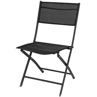 Spetebo Balkon Klappstuhl faltbar schwarz - 83 x 55 cm | Faltbarer Gartenstuhl, Stahl und Textil, Klapp Camping Garten Balkon Terrasse Stuhl faltbar, Texteline Bespannung