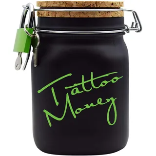Spardose Tattoo Money Grün Geld Geschenk Idee Schwarz L
