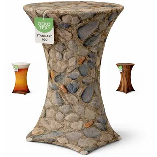 EXKLUSIV HEIMTEXTIL Stehtischhusse Motiv Stein Ø 60-65 x 110-120 cm