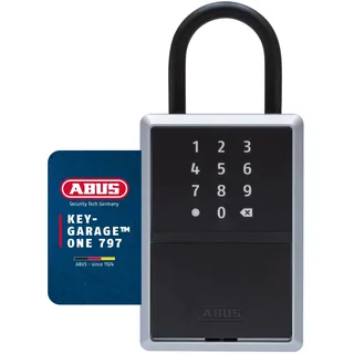 ABUS smarte Schlüsselbox KEYGARAGE One – per App mit Smartphone oder per Zahlencode bedienbar – Schlüsselkasten für 20 Schlüssel – auch ideal für Ferienwohnungen – Modell 797 mit Bügel, Schwarz
