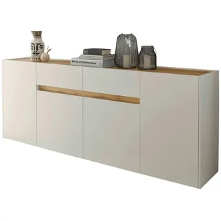 furn.design Sideboard 220 x 87 x 40 cm Weiß / Eiche Wotan