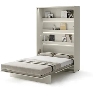 Schrankbett Bed Concept - Wandbett mit Lattenrost, Klappbett, Murphy Bed | Bettschrank, Schlaffläche 140x200 cm für 2 Personen, 46 cm tief, Soft-Close, Hebelifte, BC1, Vertikal, Kaschmir