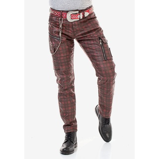 Straight-Jeans CIPO & BAXX Gr. 34, Länge 32, rot (rot, grau) Herren Jeans Straight Fit mit lässigem Karomuster