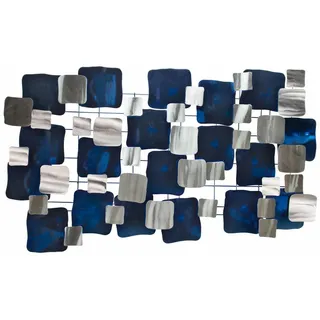 Kunstloft Wanddeko, Blau, Weiß, Metall, 4x65x6 cm, Dekoration, Skulpturen & Dekoobjekte, Wanddeko