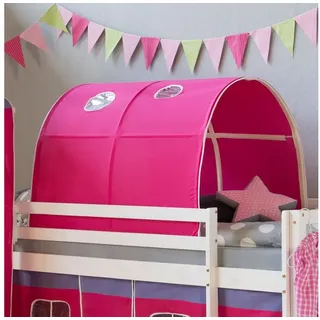 Homestyle4u Betttunnel für Hochbett Zelt Bettdach Höhle Kinderbett Fenster zum Klemmen Treppe, Rot rosa
