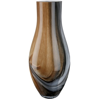GILDE Glas Vase Draga - große Dekovase Blumenvase Höhe 40 cm braun schwarz Mamor Optik - europäische Herstellung
