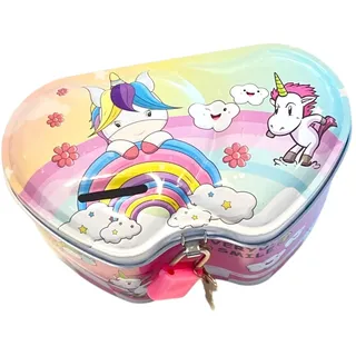 Spardose aus Metall, Bonbonform mit Schloss, lustige Spardose, große Größe für Jungen und Mädchen (Einhorn-Schmuckbox)