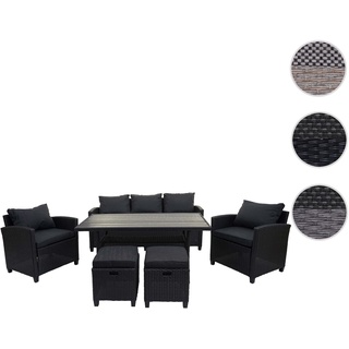 Poly-Rattan Garnitur HWC-E95, Garten-/Lounge-Set Sitzgruppe, Spun Poly halbrundes Rattan ~ schwarz, Kissen anthrazit