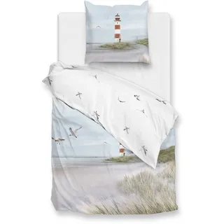 Bettwäsche ZO HOME "Lighthouse", bunt (multi), B/L: 155cm x 220cm, , Renforcé, B/L: 80cm x 80cm, Renforcu00e9, Obermaterial: 100% Baumwolle, Bettwäsche, hochwertiges Renforcé, Bettwäsche ab 135x200 cm.