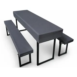 3-teilige Bierzeltgarnitur-Auflage mit sicherem Halt, bestehend aus 2 Bierbank Hussen und 1 Biertisch Husse. Waschbar, rutschfest und windfest. Farben und Größen wählbar. (Anthrazit, 220 x 50)