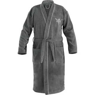 Chiemsee Bademantel Chiemsee Bademantel Venice für Damen und Herren, ideal für Sauna & Spa, Langform, Baumwolle, Kimono-Kragen, Gürtel, Logostickerei auf der Brust grau S | 115 cm