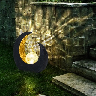 LED Mondsichel Solar Lampe Garten Steh Boden Beleuchtung Glas Kugel Leuchte Veranda Weg Terrasse Einfahrt Solarleuchte Wegleuchte