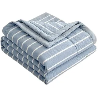 Sommer/Frühling Tagesdecke Bettüberwurf Baumwolle Blau Grün 220x240Cm, Steppdecke Patchwork Wendedesign Kariert, Beige Bedspreads Bettdecke Doppelbett Unterfüttert Und Gesteppt Stepp Decke ( Color :