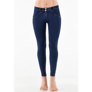 Jeggings FREDDY "WRUP2RC002ORG", Damen, Gr. XL (42), N-Gr, bunt (dunkelblau, gelb), Stoff, Obermaterial: 84% Baumwolle, 16% Elasthan, lang, Hosen Jeggings, mit Lifting & Shaping Effekt