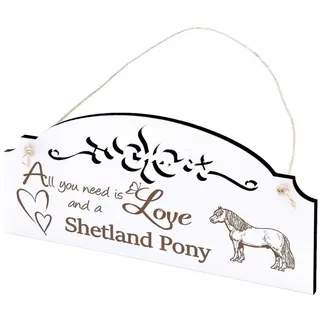 Dekolando Hängedekoration Shetlandpony Pferd Deko 20x10cm All you need is Love weiß