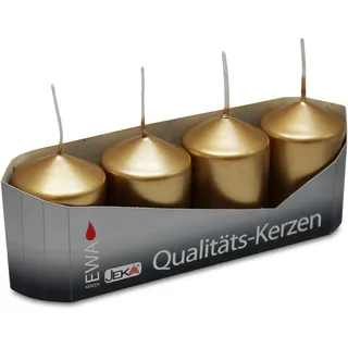 OLShop AG 3er Pack Stumpenkerzen metallic Gold, ca. 40 x 60 mm (3 x 4 Stück) Kerze Kaminkerze Laternenkerze Dekoration