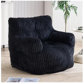 BlingBin Sitzsack Loungesessel mit Memory-Schaum-Füllung (1 St., Sessel aus Cord, ergonomischer Bodensessel mit Armlehnen), für Wohnzimmer und Schlafzimmer schwarz