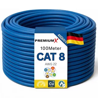 PremiumX Verlegekabel Cat8 100 m