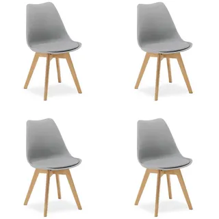 Homestyle4u Küchenstuhl Holz Kunststoff grau 4er Set