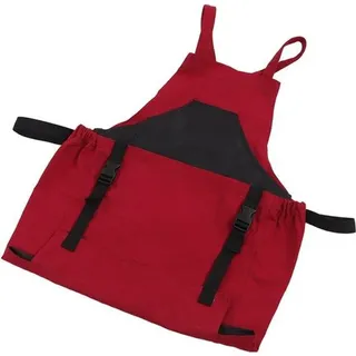 Famanu Gartenschürze mit Taschen - Praktische Schürze für Gartenarbeiten - Wasserfestes PVC Material - 52,5 x 59,5 cm - Dunkelrot