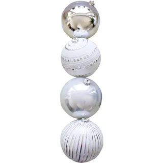 4 x Weihnachtskugeln aus Kunststoff Ø 15 cm - Silber (matt + Glanz) | Wetterfest frostsicher - Christbaumkugeln für Innen und Außen - Weihnachtsbaumkugeln Kunststoff