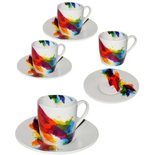 alles-meine.de GmbH 1 Set Espresso - Henkeltasse - on Colour Flow/Bunte Design Farbe - klein - 90 ml - Keramik/Porzellan - Farbmix - Kaffeetasse - Tasse Becher - Trinkt..