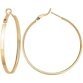 Beebeecraft 1 Box Mit 3 Paar Ohrring Schlaufen Für Damen Echtes 14 Karat Vergoldetes Messing Große Runde Creolen Aus Metall Leichte Klobige Ohrringe Übergroßes Goldenes Ohrring Set 50mm