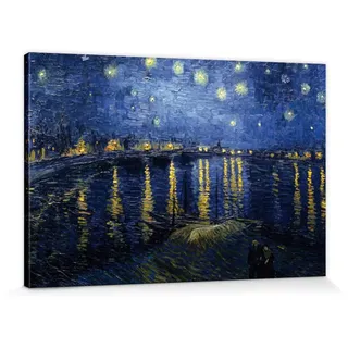 1art1 Vincent Van Gogh Poster Sternennacht Über Der Rhône, 1888 Bilder Leinwand-Bild Auf Keilrahmen | XXL-Wandbild Poster Kunstdruck Als Leinwandbild 120x80 cm