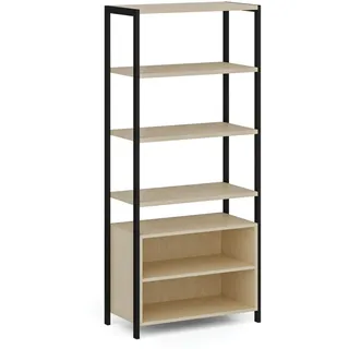 HOME OFFICE Regalwand mit Regalschrank, schwarz/birke