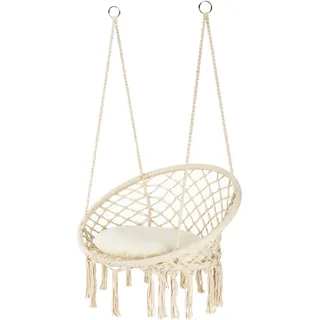 Outtec Hängesessel Boho, makramee hängesessel, schaukel Outdoor, therapieschaukel Kinder, hängesessel Indoor, Garten schaukel (Beige)