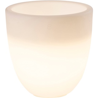 8 seasons design Shining Curvy Pot S, LED Pflanzkübel (Weiß) 39 x 39 cm, E27 Fassung inkl. Leuchtmittel in warmweiß, beleuchteter Pflanzkübel für innen und außen, Blumenkübel