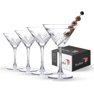 GOSOYO Set mit 4 Vintage Martini Gläser (7,7 oz/230 ml). Cocktailgläser, Sektgläser, Espresso Martini Gläser, Margarita Gläser, Champagner gläser mit langem Stiel